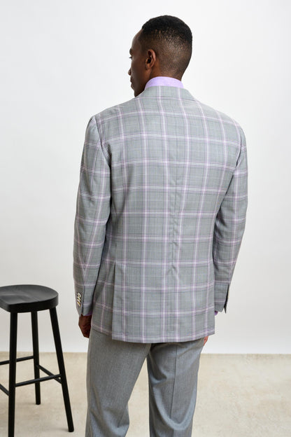 Soho Jacket Mosaic Check Light Grey Lila - View 8