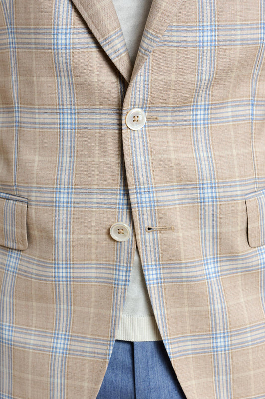 Soho Jacket Mosaic Check Light Beige Blue - View 4