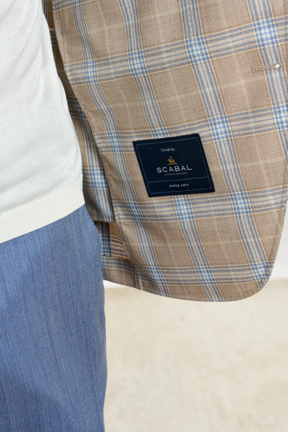 Soho Jacket Mosaic Check Light Beige Blue - View 5