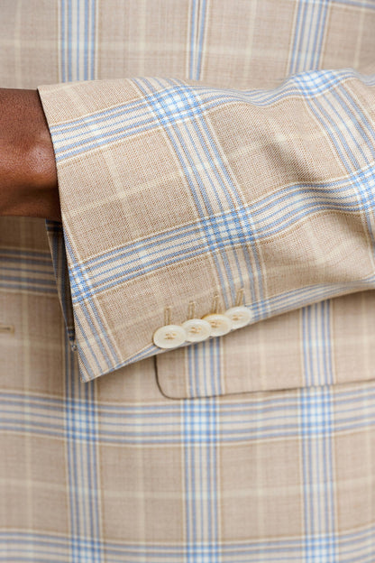 Soho Jacket Mosaic Check Light Beige Blue - View 1