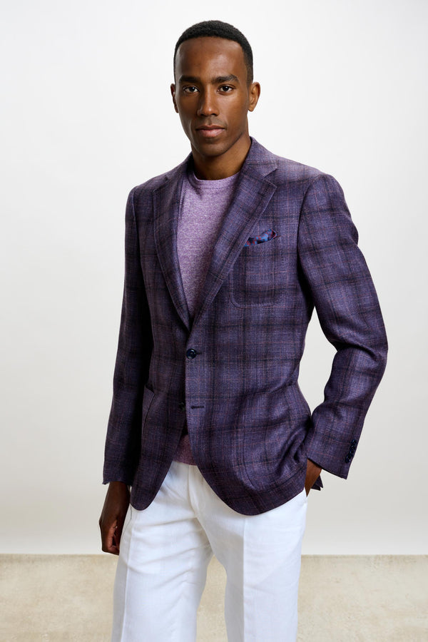 Dark Aubergine Check Soho Jacket Taormina