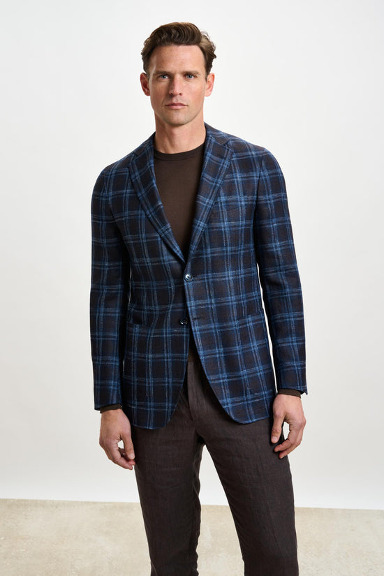 Kenton Jacket Taormina Check Dark Brown Blue - View 1
