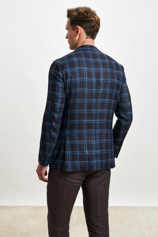 Kenton Jacket Taormina Check Dark Brown Blue - View 7