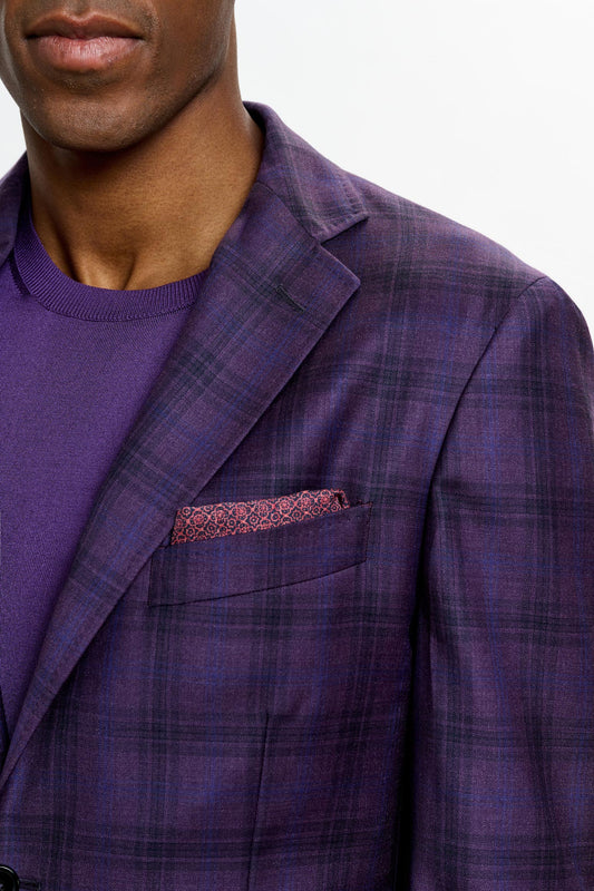 Kenton Jacket Mosaic Check Dark Aubergine - View 3