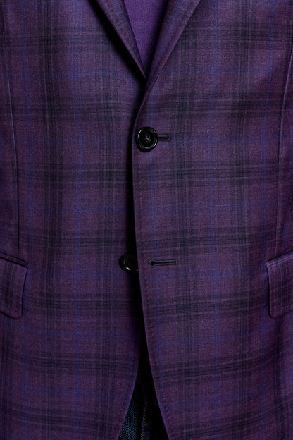 Kenton Jacket Mosaic Check Dark Aubergine - View 4