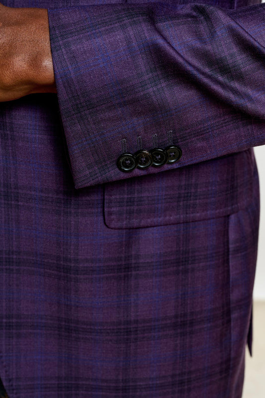 Kenton Jacket Mosaic Check Dark Aubergine - View 5
