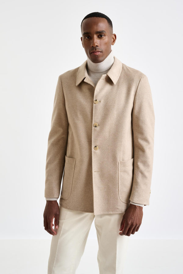 Chaqueta Estilo Camisa Chelsea Marrón 100% Cachemira Zeus