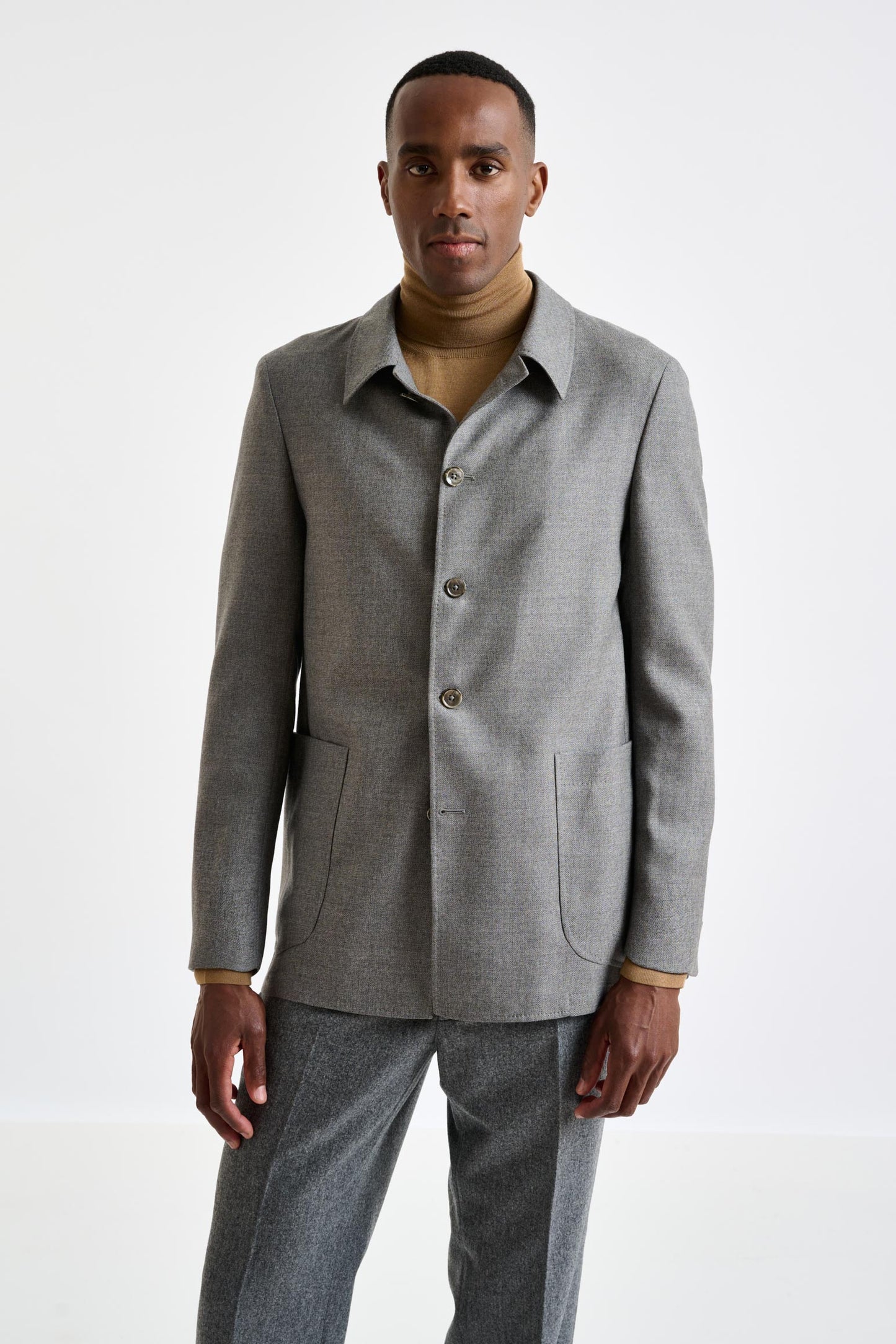 Veste chemise Chelsea en laine gris moyen Harmony