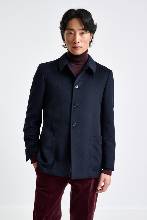 Marineblaue Woll-Chelsea-Hemdjacke Zeus