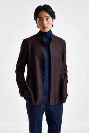 Dark Brown Wool Chelsea Shirt Jacket Harmony - View 2