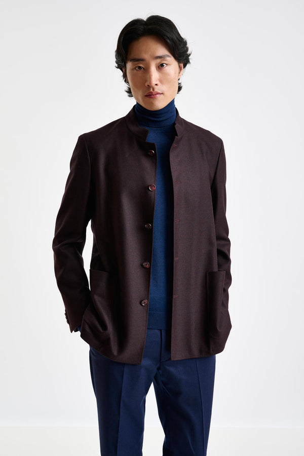 Dunkelbraune Woll-Chelsea-Hemdjacke Harmony