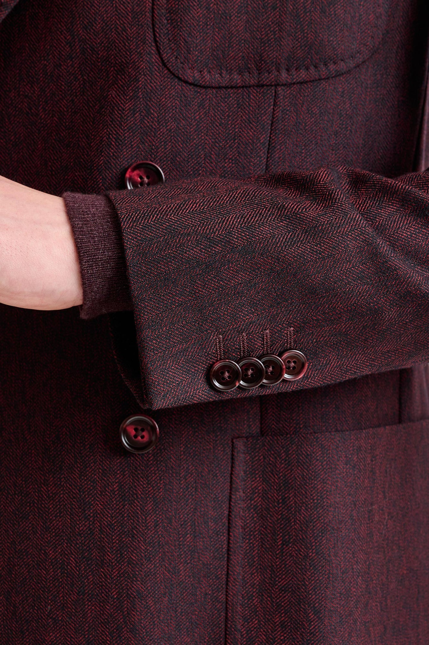 Red Super 100's Wool Kenton Jacket Sonata