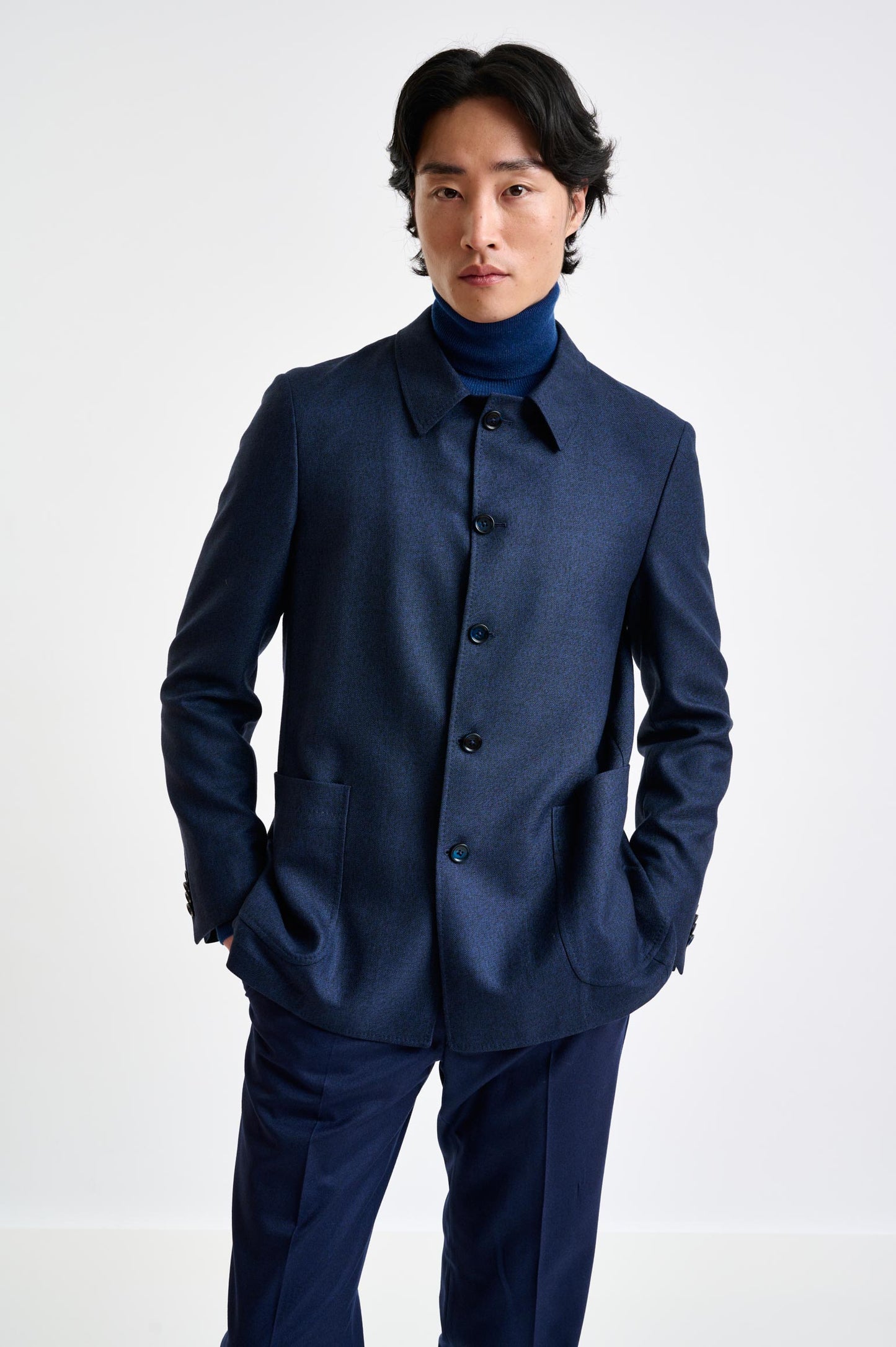 Blue Wool Chelsea Shirt Jacket Harmony - View 5