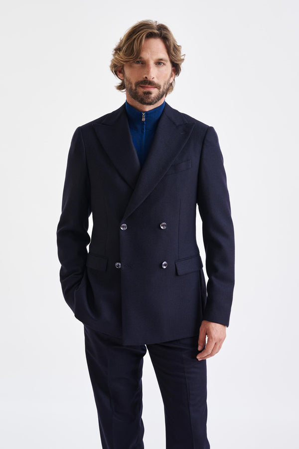 Blaue Soho-Jacke Aus Super 100's Wolle Sonata