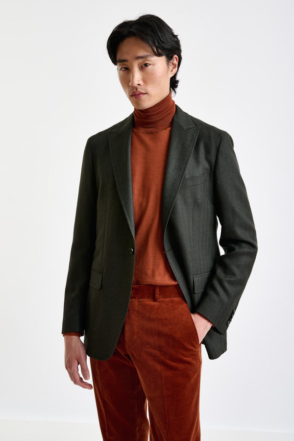 Olivgrüne Super 100's Woll Kenton Jacke Sonata