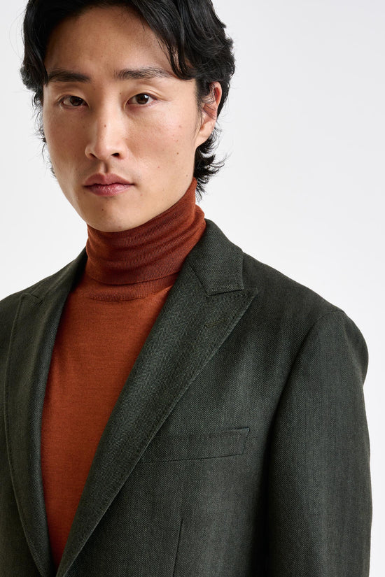 Olive Green Super 100's Wool Kenton Jacket Sonata - View 4