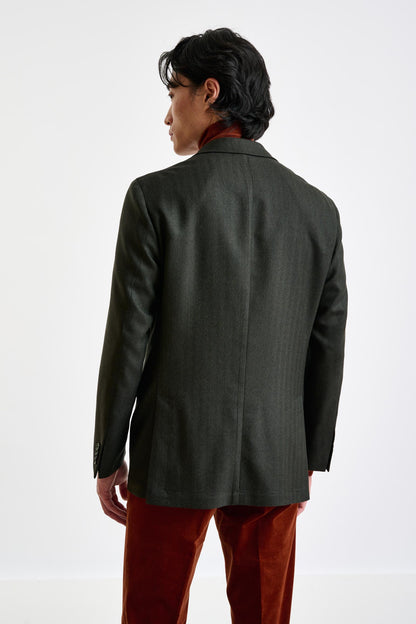 Olive Green Super 100's Wool Kenton Jacket Sonata - View 8