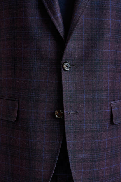 Check Purple Super 130's Wool Soho Jacket Hybrid - View 3