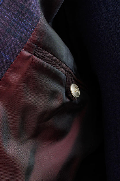 Check Purple Super 130's Wool Soho Jacket Hybrid - View 5