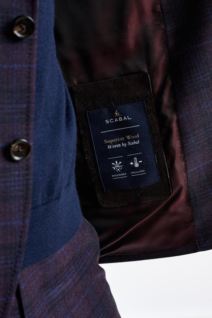 Check Purple Super 130's Wool Soho Jacket Hybrid - View 6