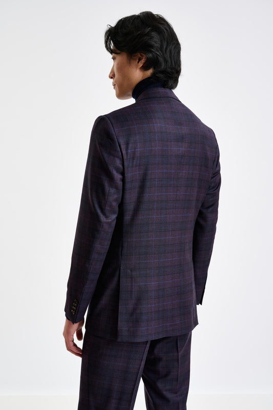 Check Purple Super 130's Wool Soho Jacket Hybrid - View 7