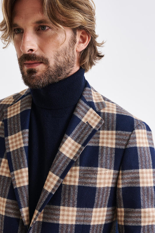 Dark Blue Wool & Cashmere Kenton Jacket Escape - View 3