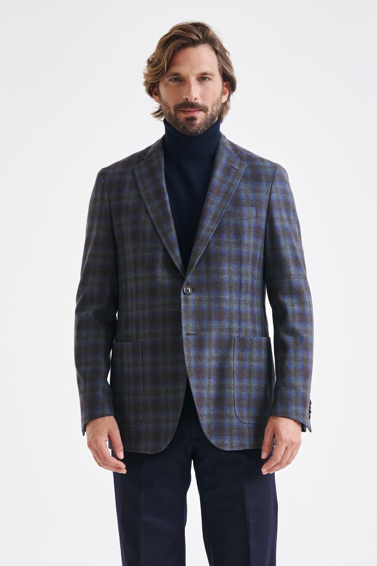 Medium Blue  Wool & Cashmere Kenton Jacket Escape - View 1