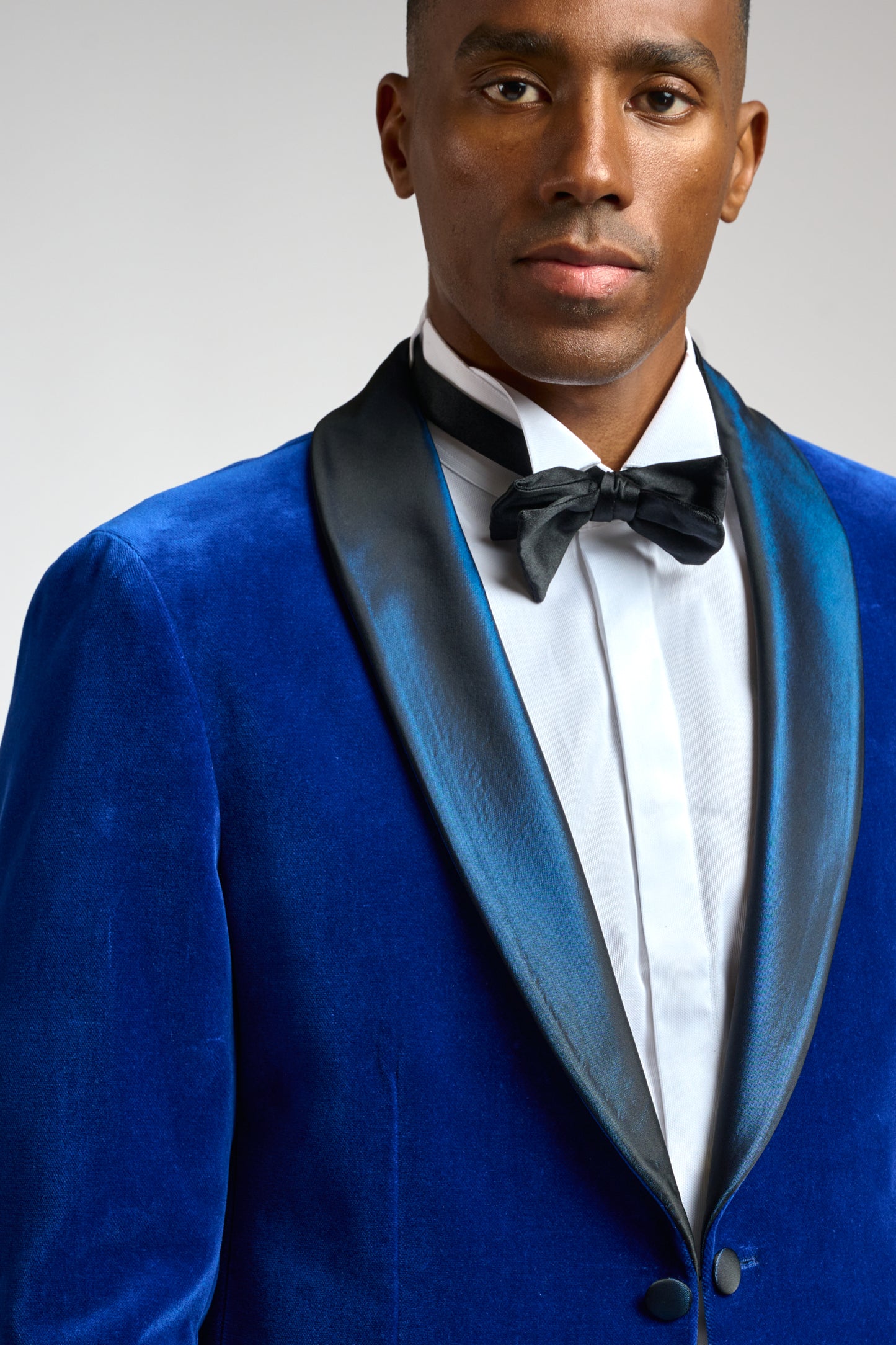 Medium blauwe katoenen Kenton Tuxedo-VELVETS