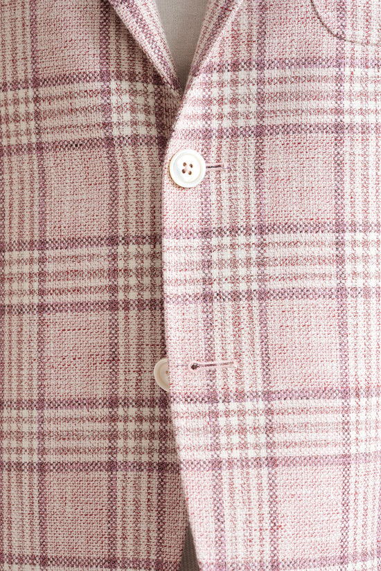 Check Pink Cotton & Linen Kenton Jacket Amalfi Trend - View Four