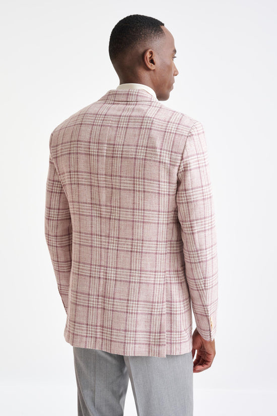 Check Pink Cotton & Linen Kenton Jacket Amalfi Trend - View Eight
