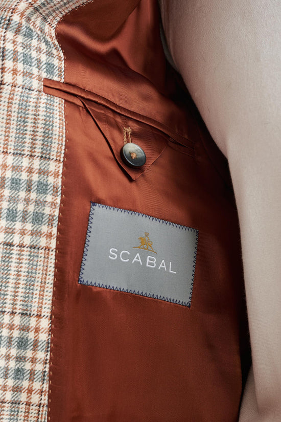 Check Cream Cotton & Silk Kensington Jacket Amalfi Trend - View Six