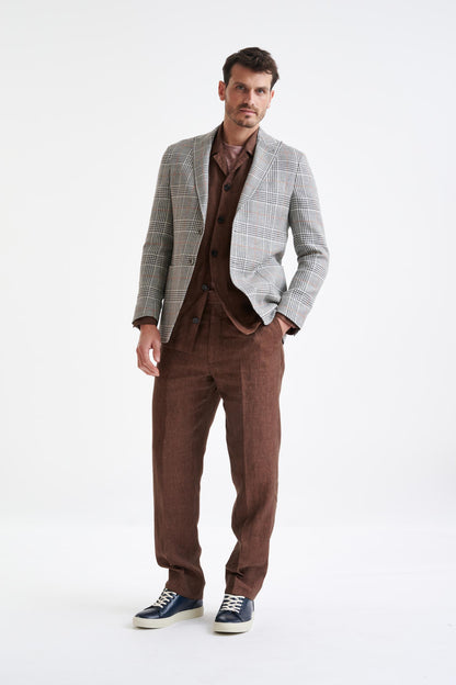 Check Light Grey Wool & Linen Kenton Jacket Amalfi Trend - View Two