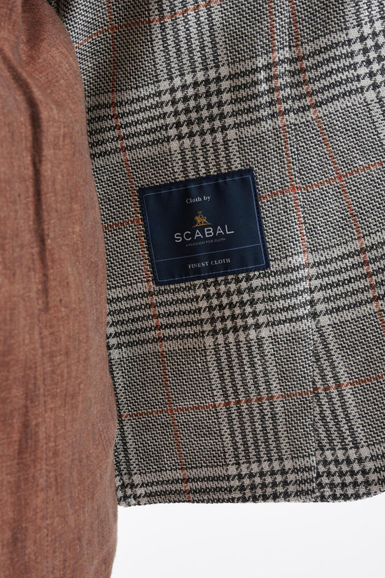 Check Light Grey Wool & Linen Kenton Jacket Amalfi Trend - View Five