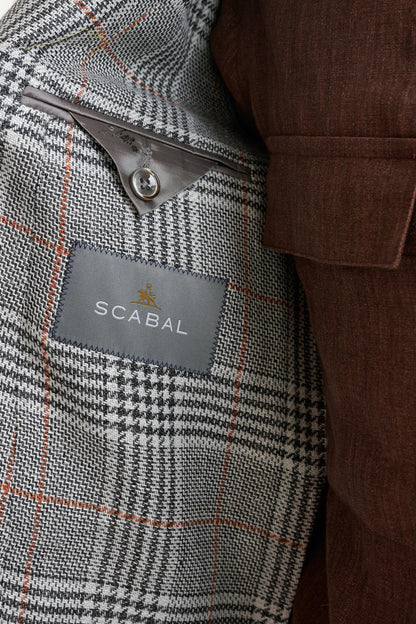 Check Light Grey Wool & Linen Kenton Jacket Amalfi Trend - View Six