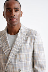 Check Beige Super 130's Wool Kenton Jacket Mosaic - View Three