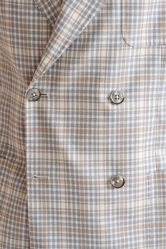 Check Beige Super 130's Wool Kenton Jacket Mosaic - View Five