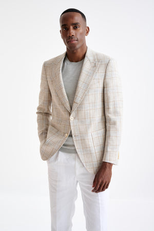 Beige Grey Cream Cotton & Linen Soho Jacket Amalfi Trend - View One