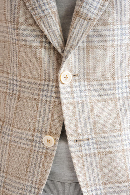 Beige Grey Cream Cotton & Linen Soho Jacket Amalfi Trend - View Four