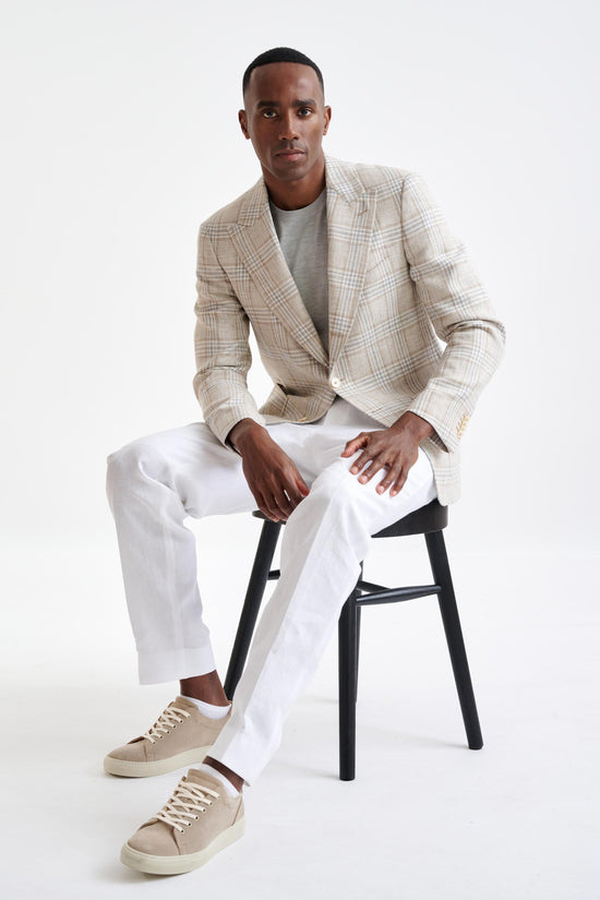 Beige Grey Cream Cotton & Linen Soho Jacket Amalfi Trend - View Nine