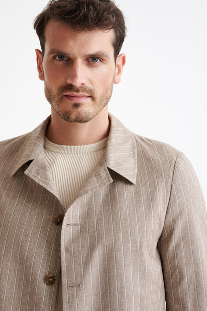 Sand Wool & Cotton Chelsea Shirt Jacket Lifestyle - View Three