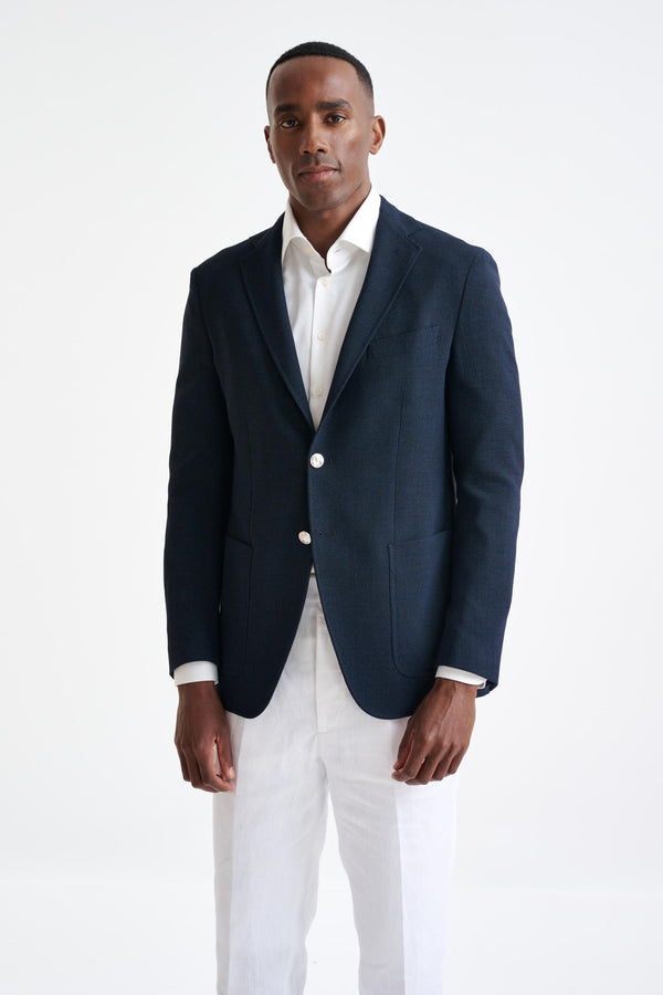 Marineblaue Woll-Kenton-Jacke Connect