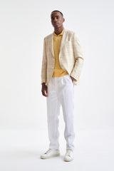 Check Yellow Cotton & Linen Kenton Jacket Amalfi Trend - View Two
