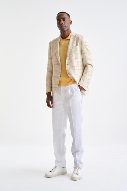 Check Yellow Cotton & Linen Kenton Jacket Amalfi Trend - View Two