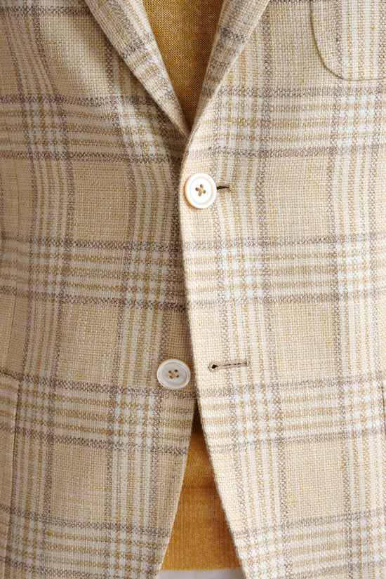 Check Yellow Cotton & Linen Kenton Jacket Amalfi Trend - View Four