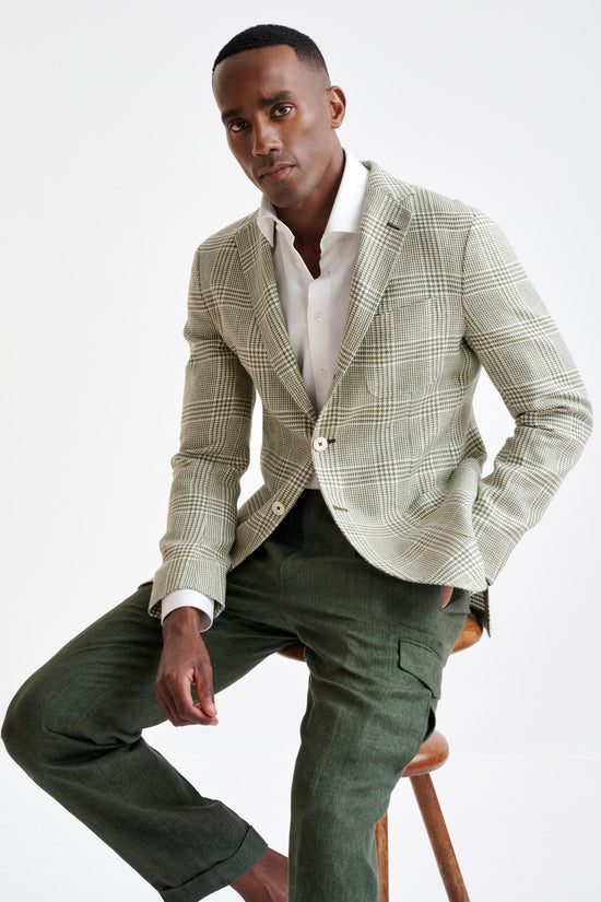 Forest Green Wool & Linen Kenton Jacket Amalfi Trend - View Nine