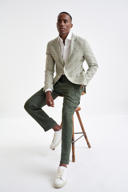 Forest Green Wool & Linen Kenton Jacket Amalfi Trend - View Eight