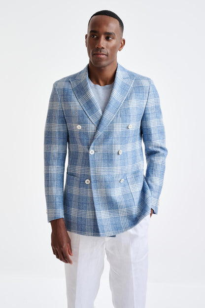 Light Blue Wool & Linen Kenton Jacket Amalfi Trend - View One