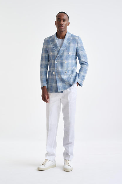Light Blue Wool & Linen Kenton Jacket Amalfi Trend - View Three