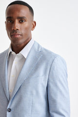 Light Blue Wool & Cotton Kenton Jacket Lifestyle - View Three