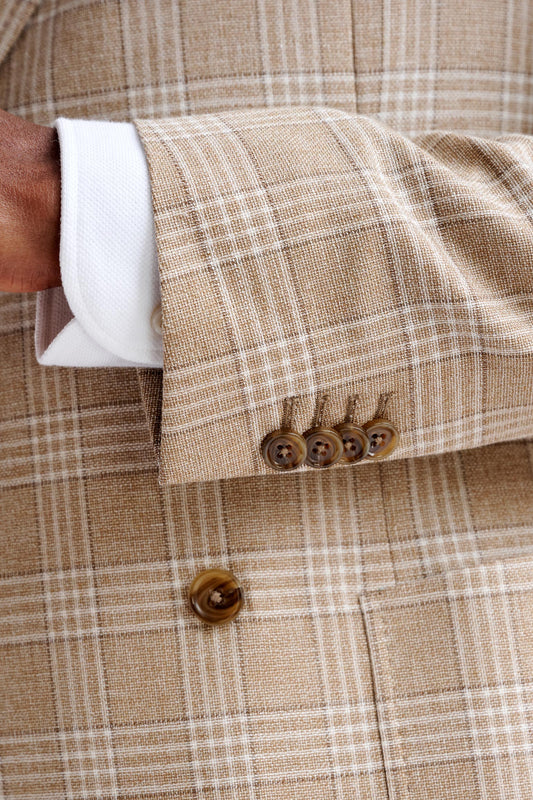 Beige Wool & Cotton Kenton Jacket Amalfi Trend - View Four